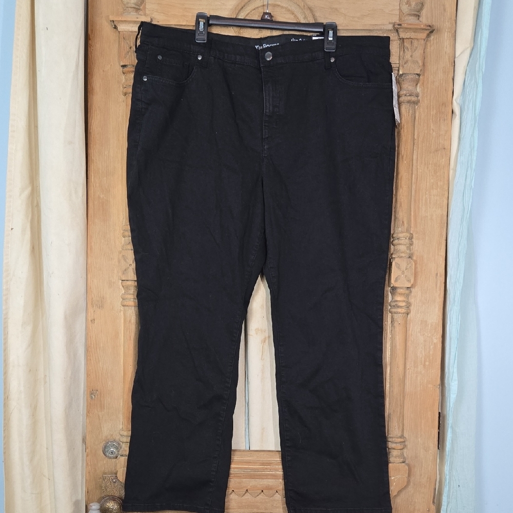 Kim Rogers Black Relaxed Jeans Tumny Control Size 24W Short